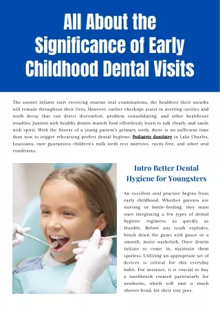 Significance of Early Childhood Dental Visits