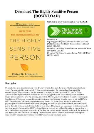 Download The Highly Sensitive Person {DOWNLOAD}