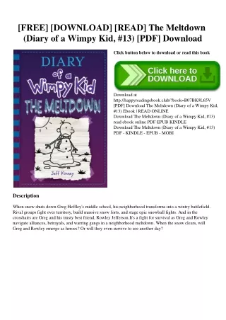 [FREE] [DOWNLOAD] [READ] The Meltdown (Diary of a Wimpy Kid  #13) [PDF] Download