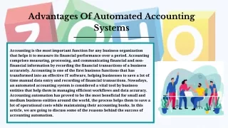 Advantages Of Automated Accounting Systems