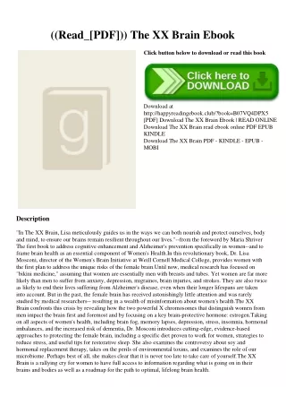 ((Read_[PDF])) The XX Brain Ebook