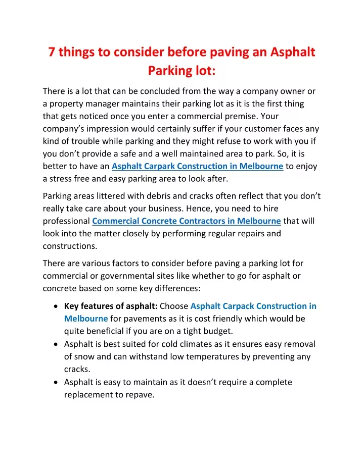 7 things to consider before paving an asphalt