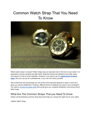 Common Watch Strap That You Need To Know