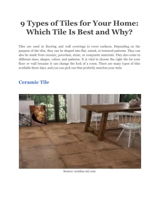 9 types of tiles for your home which tile is best