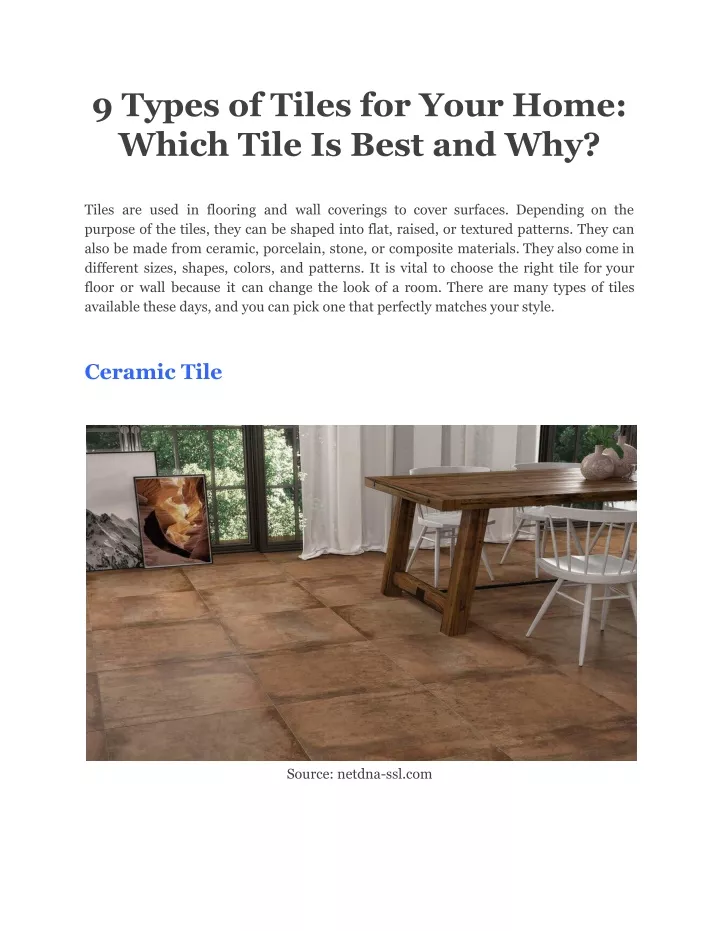 9 types of tiles for your home which tile is best