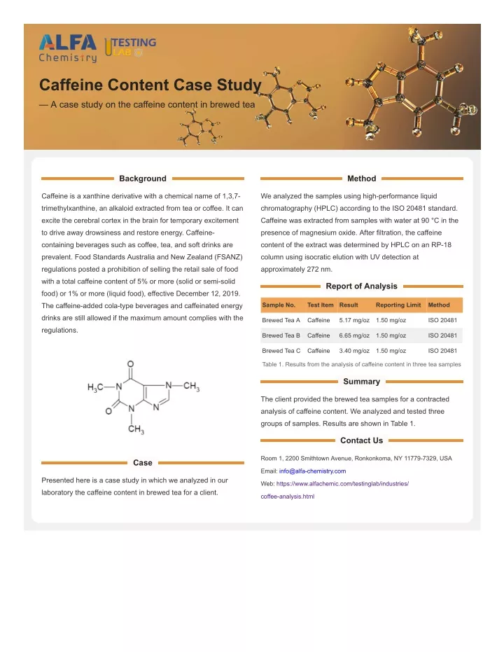 caffeine content case study