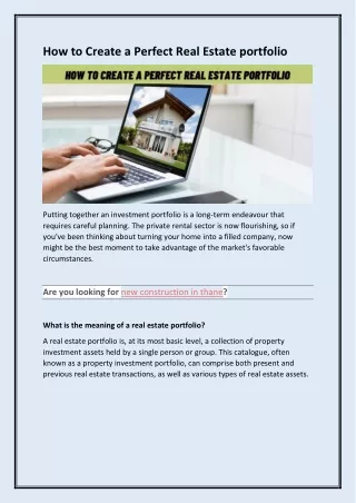 how to create a perfect real estate portfolio