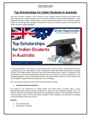 Top Scholarships for Indian Students in Australia