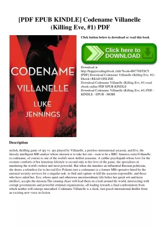 [PDF EPUB KINDLE] Codename Villanelle (Killing Eve  #1) PDF