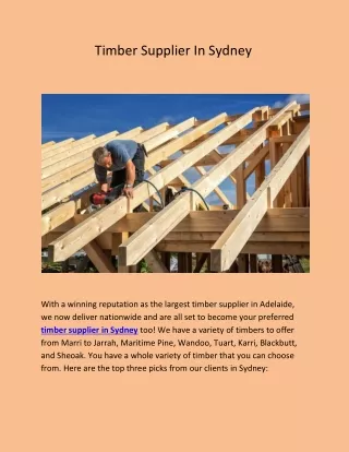 Timber Supplier In Sydney