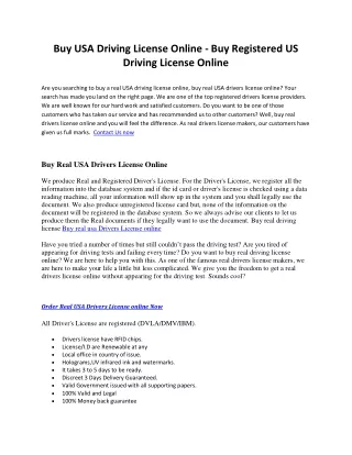 Buy USA Driving License Online - Buy Registered US Driving License Online