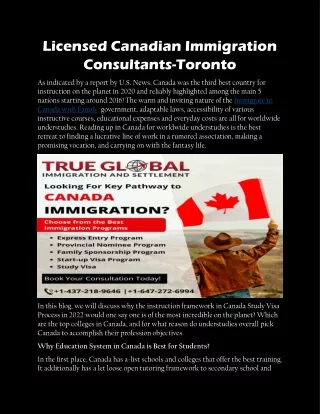 Licensed Canadian Immigration Consultants Toronto