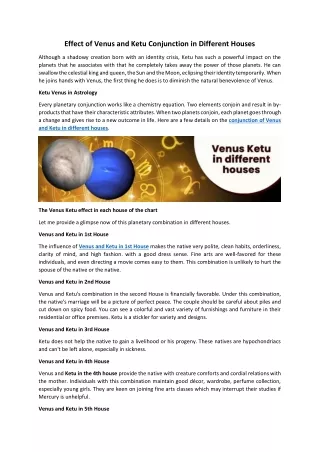 effect of venus and ketu conjunction in different