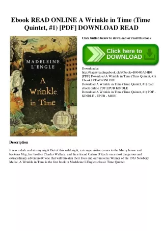Ebook READ ONLINE A Wrinkle in Time (Time Quintet  #1) [PDF] DOWNLOAD READ