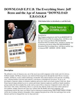 DOWNLOAD E.P.U.B. The Everything Store Jeff Bezos and the Age of Amazon ^DOWNLOAD E.B.O.O.K.#