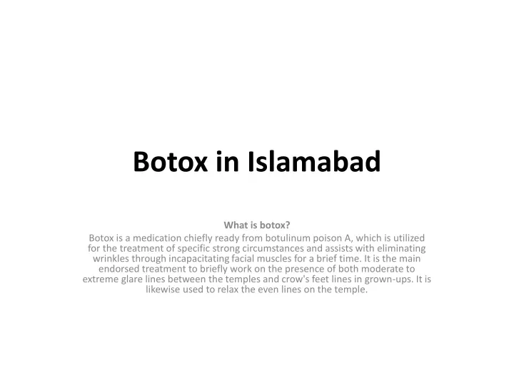 botox in islamabad