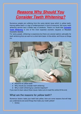 reasons why should you consider teeth whitening