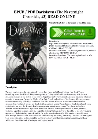 EPUB  PDF Darkdawn (The Nevernight Chronicle  #3) READ ONLINE