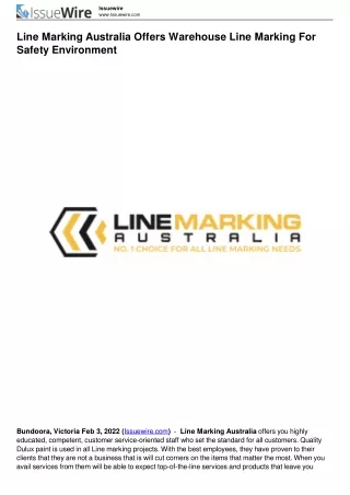 Line Marking Australia Offers Warehouse Line Marking For Safety Environment