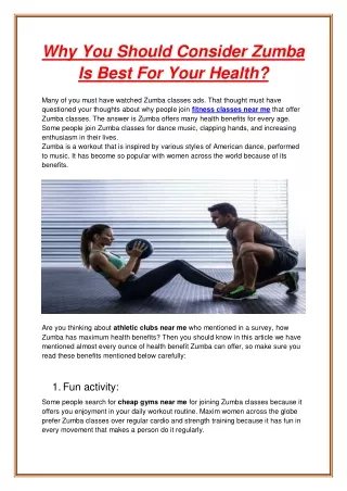 why you should consider zumba is best for your