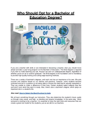 Who Should Opt for a Bachelor of Education Degree