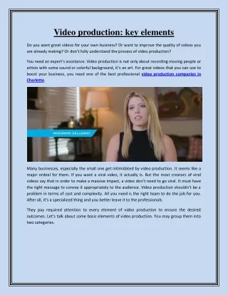 video production key elements