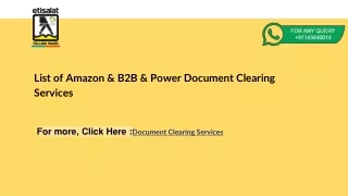 list of amazon b2b power document clearing services