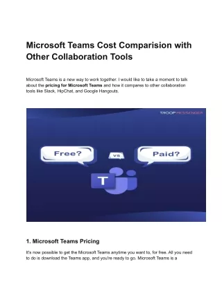 Microsoft Teams Cost Comparision with Other Collaboration Tools