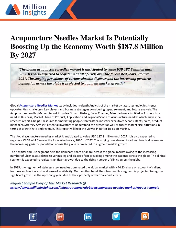 acupuncture needles market is potentially
