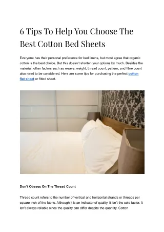 How to choose the best cotton bed sheets