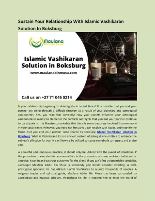 Sustain Your Relationship With Islamic Vashikaran Solution In Boksburg