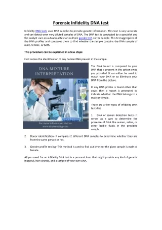 forensic infidelity dna test