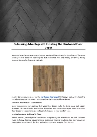 5 Amazing Advantages Of Installing The Hardwood Floor Depot (1)