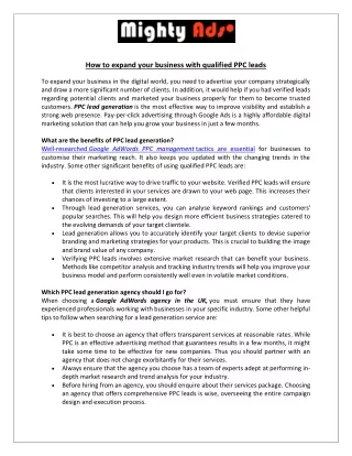 How to expand your business with qualified PPC leads