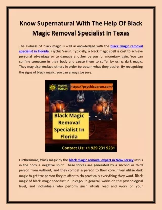 Know Supernatural With The Help Of Black Magic Removal Specialist In Texas