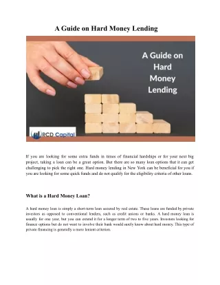 a guide on hard money lending