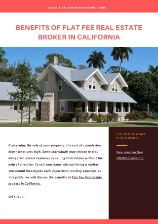 Benefits of flat Fee Real Estate Broker in California