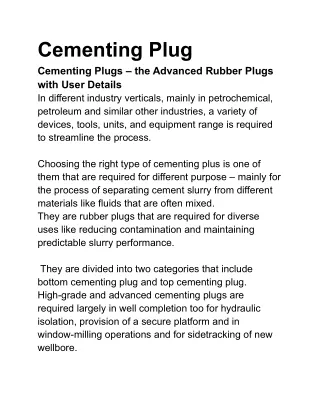 Cementing Plug