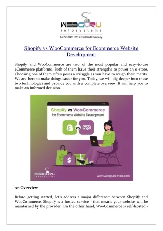 shopify vs woocommerce for ecommerce website