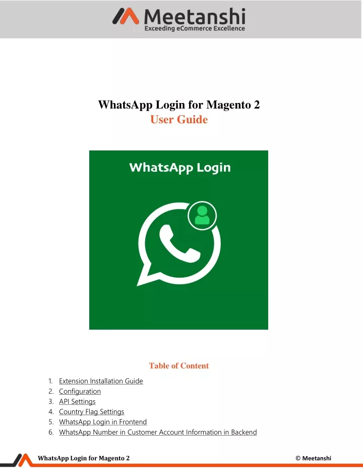 whatsapp login for magento 2 user guide