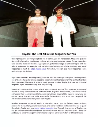 Raydar The Best All in One Magazine for You