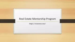 Real Estate Mentorship Program