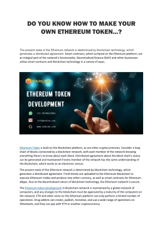 do you know how to make your own ethereum token