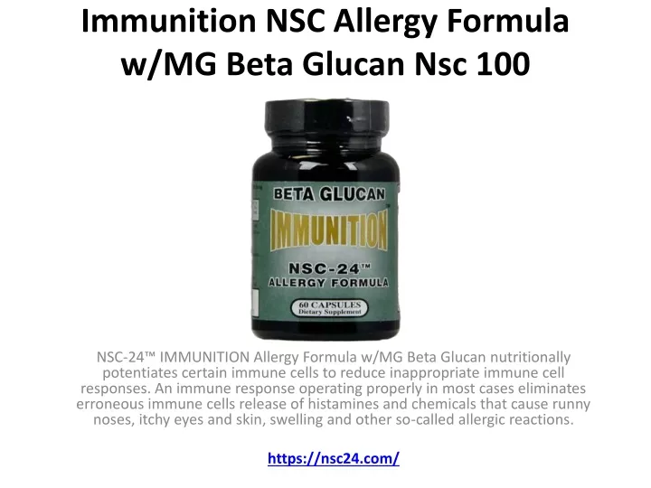 immunition nsc allergy formula w mg beta glucan nsc 100