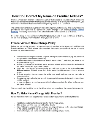 how do i correct my name on frontier airlines