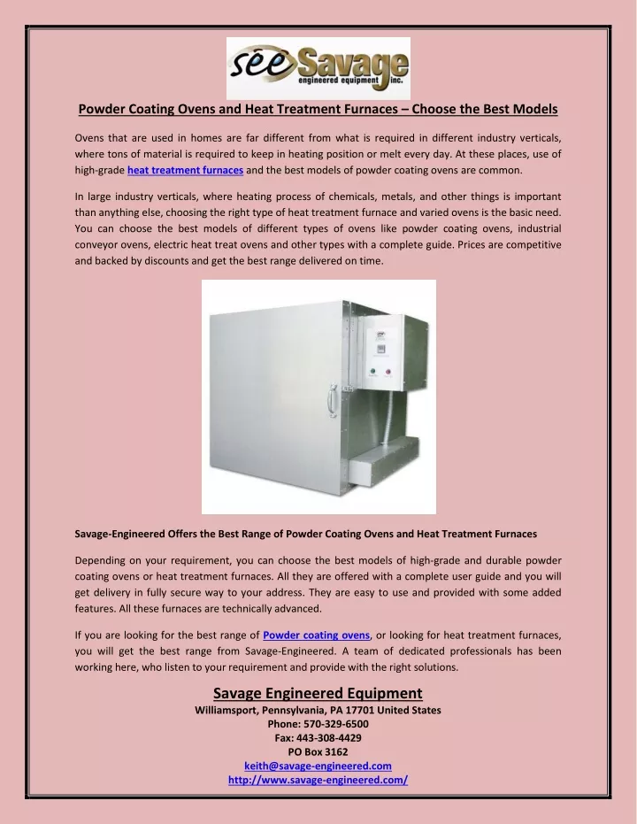 powder coating ovens and heat treatment furnaces