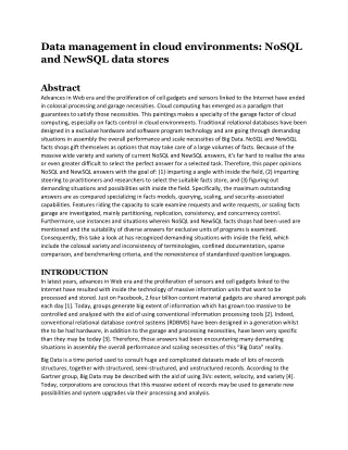 data management in cloud environments nosql
