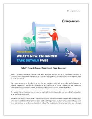 Enhanced Task Details Page Released - Orangescrum