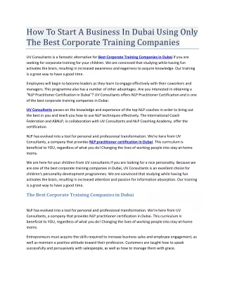 How To Start A Business In Dubai Using Only The Best Corporate Training Companies