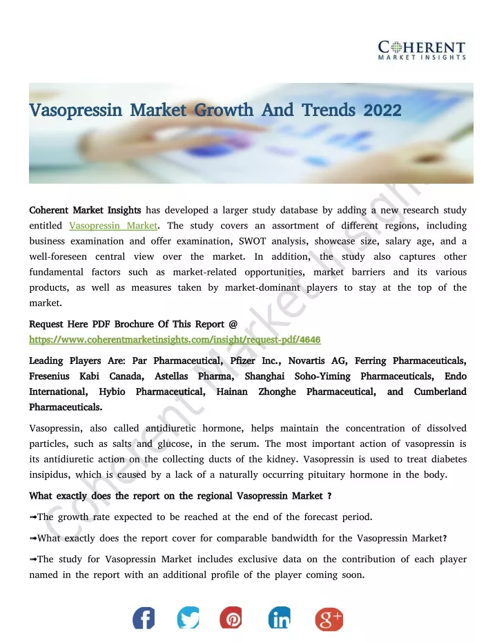 vasopressin market growth and trends 2022